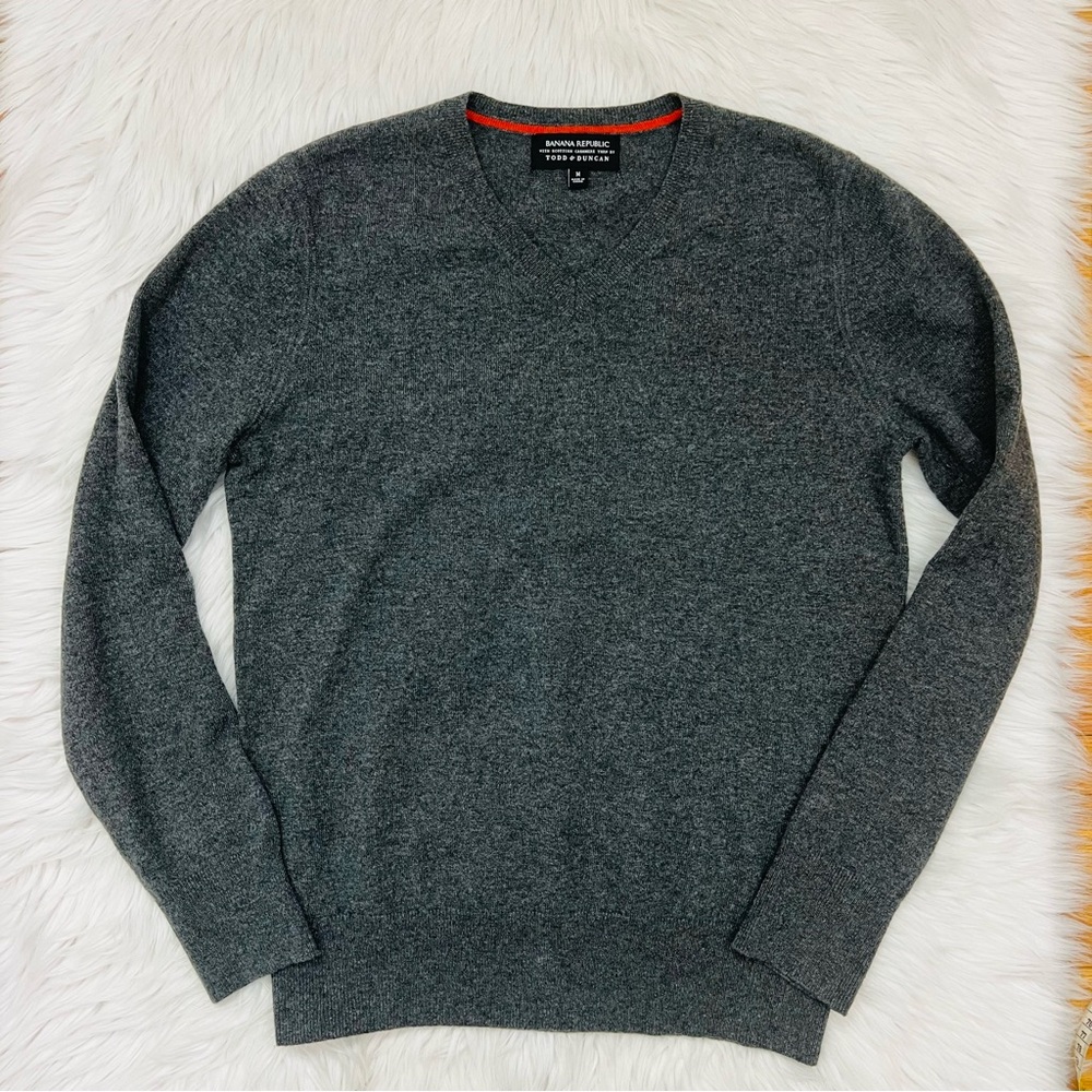 Banana Republic Scottish Cashmere Yarn by Todd & Duncan Grey Heather Mens Sz M
